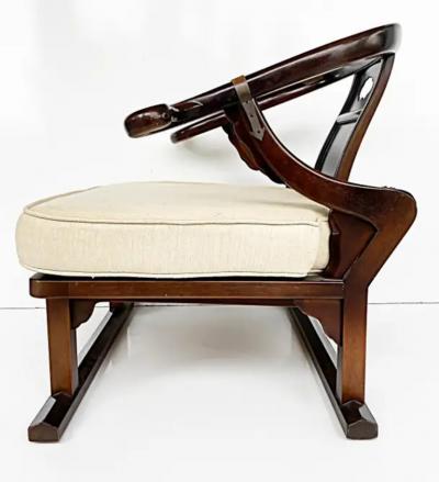 Michael Taylor 1950s Baker Michael Taylor Far East Collection Club Chairs Raw Silk Cushions