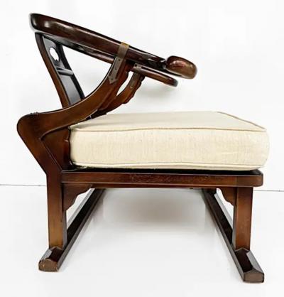 Michael Taylor 1950s Baker Michael Taylor Far East Collection Club Chairs Raw Silk Cushions