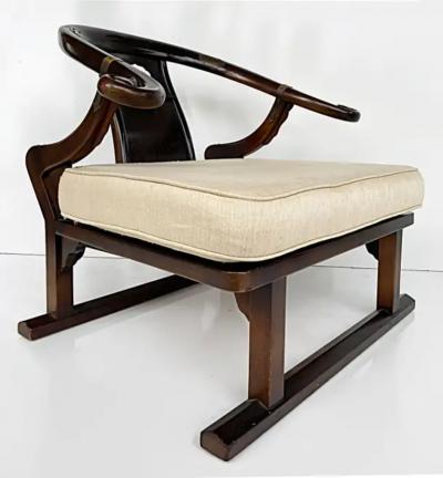 Michael Taylor 1950s Baker Michael Taylor Far East Collection Club Chairs Raw Silk Cushions