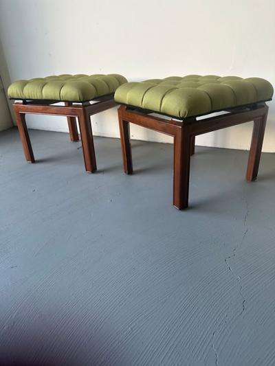 Michael Taylor A Pair of American Modern Walnut Ottoman Michael Taylor