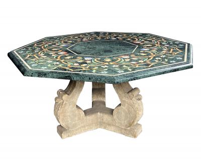 Michael Taylor An Octagonal Center Table with Verde Antico Top Michael Taylor Faux Stone Base