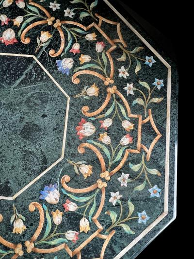 Michael Taylor An Octagonal Center Table with Verde Antico Top Michael Taylor Faux Stone Base