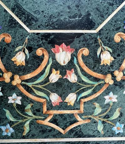 Michael Taylor An Octagonal Center Table with Verde Antico Top Michael Taylor Faux Stone Base