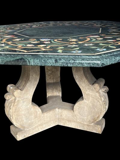 Michael Taylor An Octagonal Center Table with Verde Antico Top Michael Taylor Faux Stone Base
