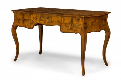 Michael Taylor French Louis XV Style Patchwork Burlwood Veneer Desk