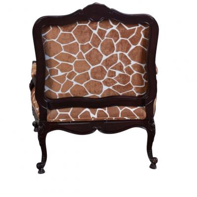 Michael Taylor Louis XV Style Wide Arm Chair W Giraffe Velvet