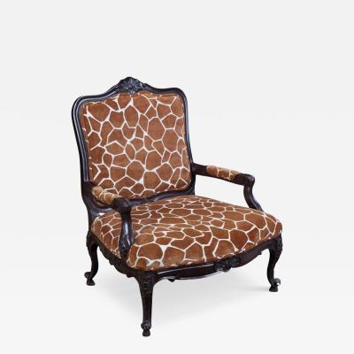 Michael Taylor Louis XV Style Wide Arm Chair W Giraffe Velvet