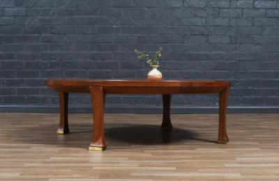 Michael Taylor Michael Taylor Teak Walnut Coffee Table w Brass Accents for Baker