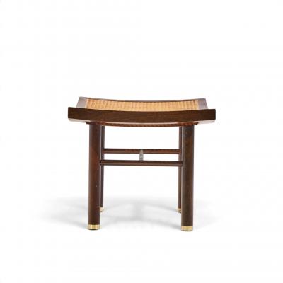 Michael Taylor Michael Taylor for Baker Far East Collection Mid Century Cane and Mahogany Stool