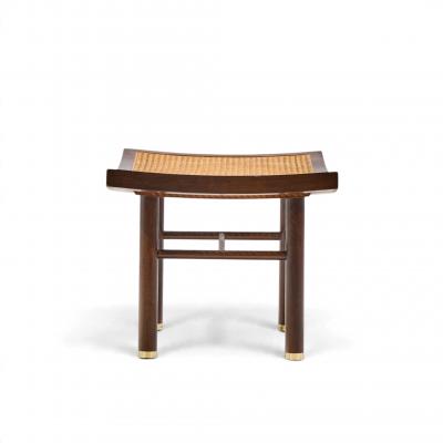 Michael Taylor Michael Taylor for Baker Far East Collection Mid Century Cane and Mahogany Stool