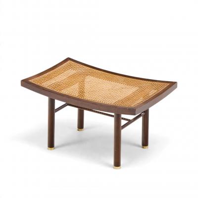 Michael Taylor Michael Taylor for Baker Far East Collection Mid Century Cane and Mahogany Stool