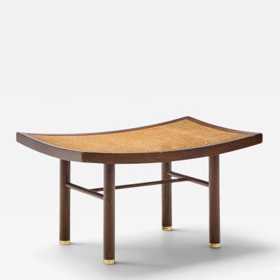 Michael Taylor Michael Taylor for Baker Far East Collection Mid Century Cane and Mahogany Stool