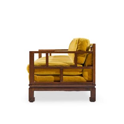 Michael Taylor Michael Taylor for Baker Furniture Far East Collection Mid Century Walnut Sofa