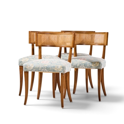 Michael Taylor Michael Taylor for Baker Klismos Mid Century Cane Dining Chairs Set of 4