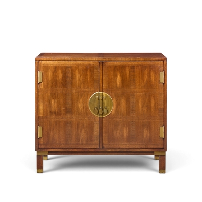 Michael Taylor Michael Taylor for Baker Milling Road Walnut and Brass Cabinet Credenza