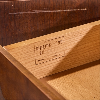 Michael Taylor Michael Taylor for Baker Milling Road Walnut and Brass Cabinet Credenza