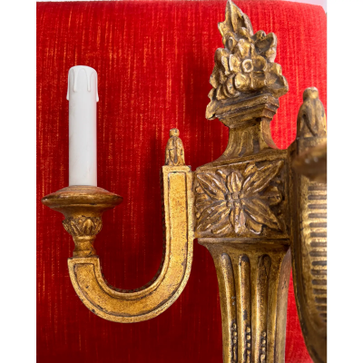 Michael Taylor Panache 16 Neoclassical Giltwood 2 Light Wall Light Sconce