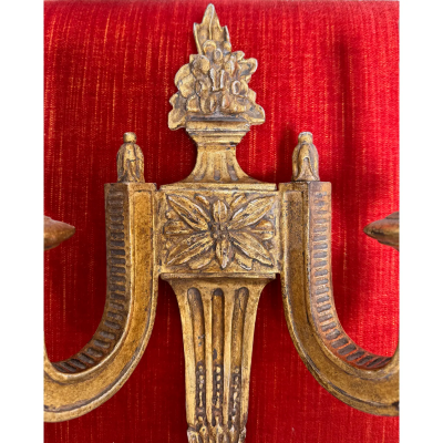 Michael Taylor Panache 17 5 Neoclassical Giltwood 2 Light Wall Light Sconce