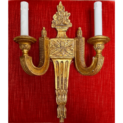 Michael Taylor Panache 17 5 Neoclassical Giltwood 2 Light Wall Light Sconce