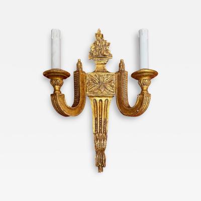Michael Taylor Panache 17 5 Neoclassical Giltwood 2 Light Wall Light Sconce