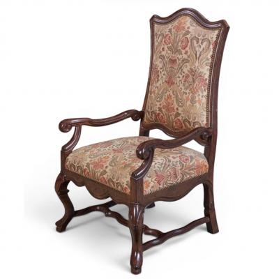 Michael Taylor Panache for Michael Taylor Louis XIV Style Walnut Arm Chair 1 of 2