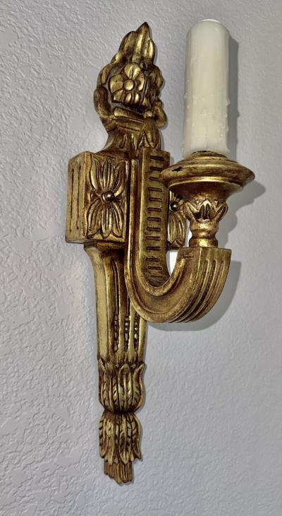 Michael Taylor Set of Six Regency Style Giltwood Wall Sconces by Panache for Michael Taylor