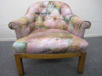 Michael Taylor Spectacular Pair of Mid Century Modern Barrel Back Club Chairs Asian Influenced