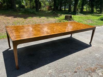 Michael Taylor Stunning Michael Taylor for Baker Asian Parquetry Burl Elm Dining Table 3 Leaves