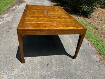 Michael Taylor Stunning Michael Taylor for Baker Asian Parquetry Burl Elm Dining Table 3 Leaves