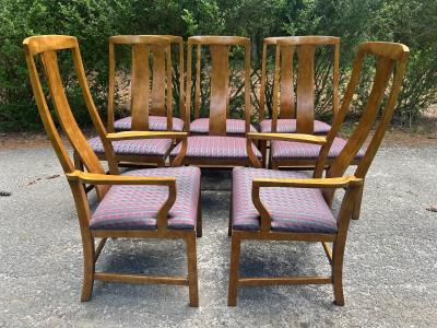 Michael Taylor Stunning Set 8 Michael Taylor Asian influenced Burl Elm Dining Chair Mid Century