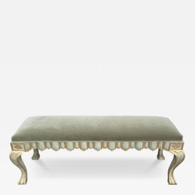 Michael Taylor Venetian Style Michael Taylor Olive Mohair Gilded Bench