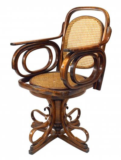 Michael Thonet Austrian Bentwood Scroll Swivel Chair