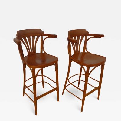 Michael Thonet Pair Thonet Style Bar Stools Made in Czechoslovakia