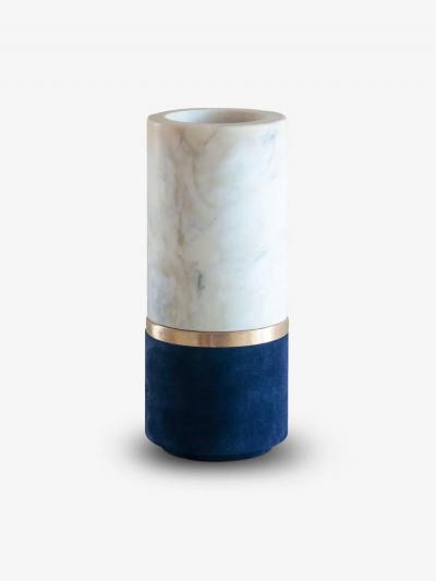 Michael Verheyden DURE VASE IN WHITE ALABASTER AND TAUPE PYTHON