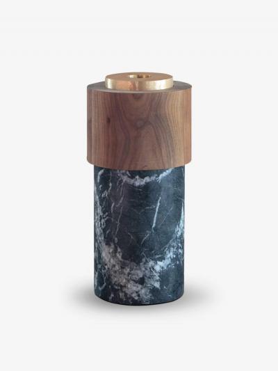 Michael Verheyden POTTE LUX VASE IN GRIGIO VENATO ANTICO MARBLE AND WALNUT