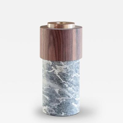 Michael Verheyden POTTE LUX VASE IN GRIGIO VENATO ANTICO MARBLE AND WALNUT