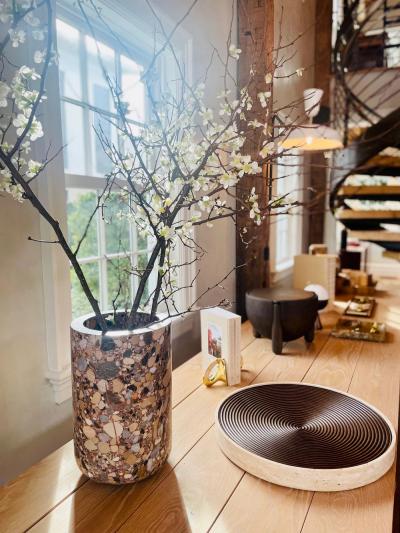 Michael Verheyden TALL BUSK VASE IN BRECCIA ALBA