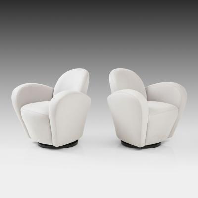 Michael Wolk Pair of Swivel Lounge Chairs in Light Gray Ultrasuede by Michael Wolk