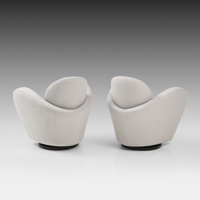 Michael Wolk Pair of Swivel Lounge Chairs in Light Gray Ultrasuede by Michael Wolk