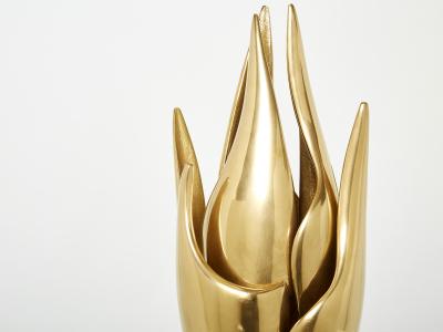 Michel Armand Michel Armand gilt bronze modernist Flame sculpture table lamp 1970