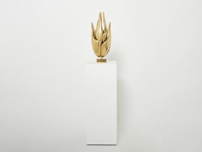 Michel Armand Michel Armand gilt bronze modernist Flame sculpture table lamp 1970