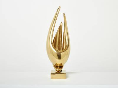 Michel Armand Michel Armand gilt bronze modernist sculpture table lamp 1970
