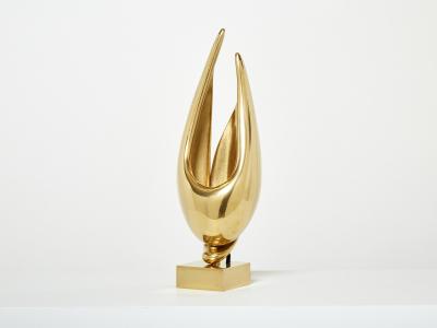 Michel Armand Michel Armand gilt bronze modernist sculpture table lamp 1970
