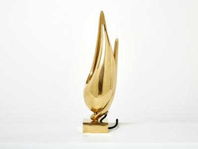 Michel Armand Michel Armand gilt bronze modernist sculpture table lamp 1970