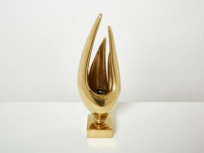 Michel Armand Michel Armand gilt bronze modernist sculpture table lamp 1970