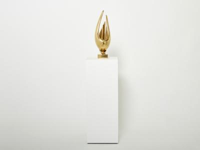 Michel Armand Michel Armand gilt bronze modernist sculpture table lamp 1970