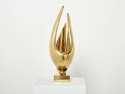 Michel Armand Michel Armand gilt bronze modernist sculpture table lamp 1970
