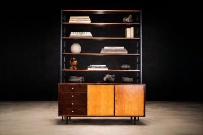 Michel Arnault Bookshelf in Hardwood Metal by Michel Arnault for Mobilia Contempor nea