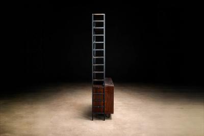 Michel Arnault Bookshelf in Hardwood Metal by Michel Arnault for Mobilia Contempor nea
