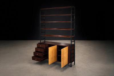 Michel Arnault Bookshelf in Hardwood Metal by Michel Arnault for Mobilia Contempor nea